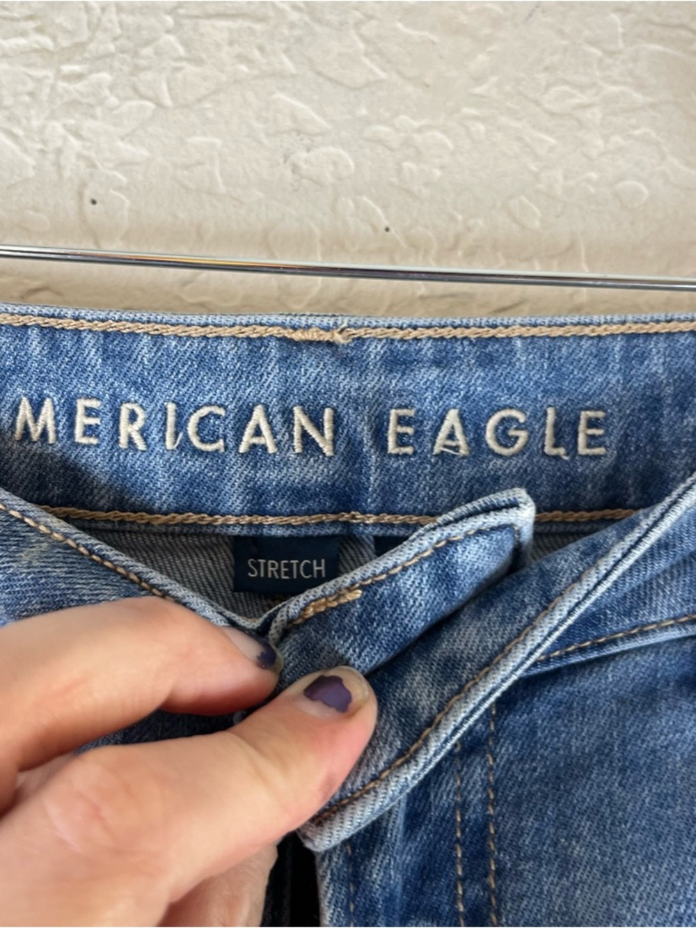 American Eagle Dreamy Drape Stretch Super High-Waisted Baggy Wide-Leg Jeans - Picture 13 of 15